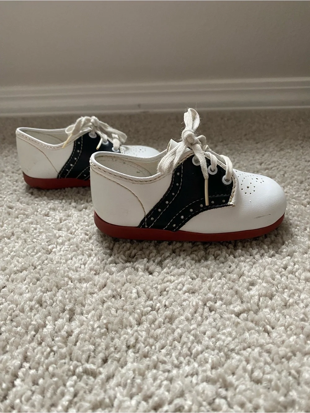 Vintage | White, Black and Red Baby Saddle Shoes | made in the U.S.A.
